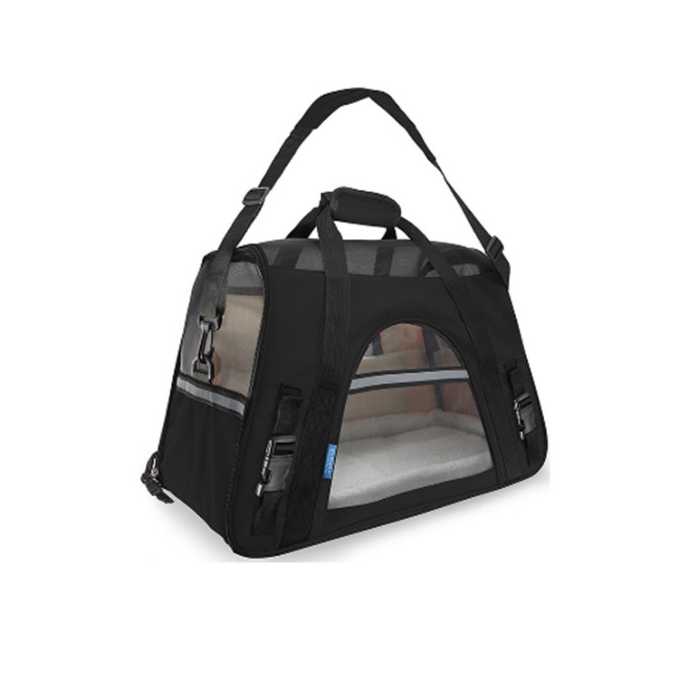 Black Portable Foldable Outdoor Travel Zipper Closure Pet Carrier Bag Pouch, Size: 43 x 20 x 29cm-2