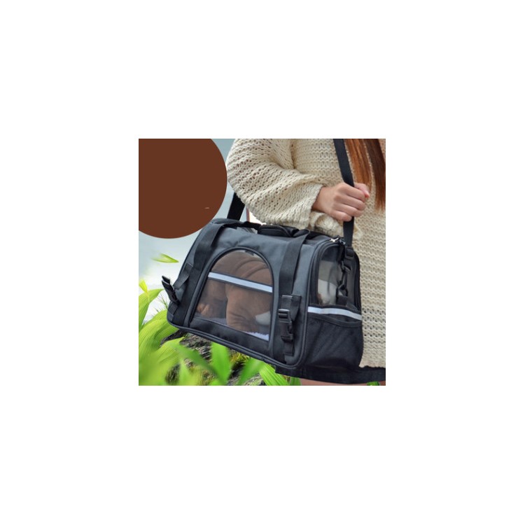 Black Portable Foldable Outdoor Travel Zipper Closure Pet Carrier Bag Pouch, Size: 43 x 20 x 29cm-3