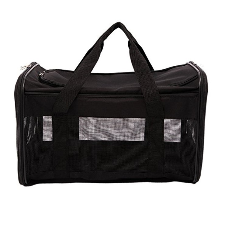 Collapsible Pet Travel Carrier Bag Soft-Sided Carrier Pouch - Black-1