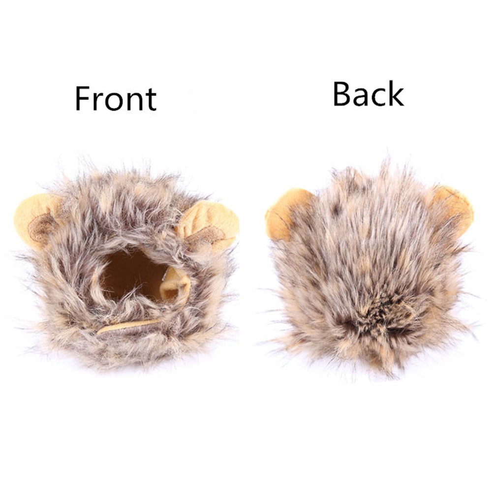 Cute Small Dog Cat Lion Mane Wig with Ears, Neck Girth Size: 26-30cm-1