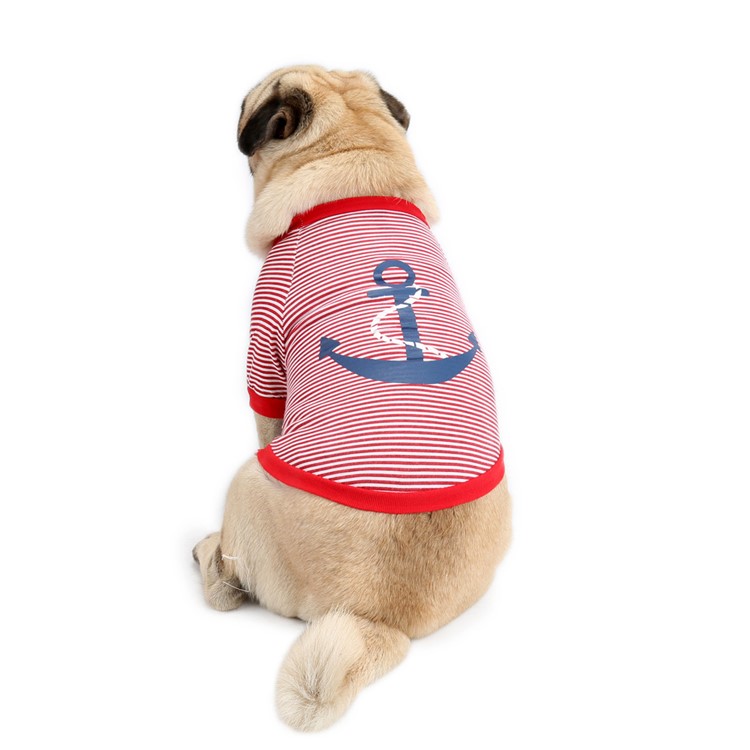 Summer Striped Anchor T-shirt for Pet Dog - Red / Size M-1