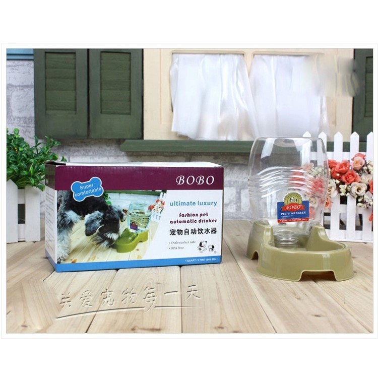 Waterer Gravity Bowl Bottle Pet Automatic Drinker Fit for Small Dogs and Cats - Green-9