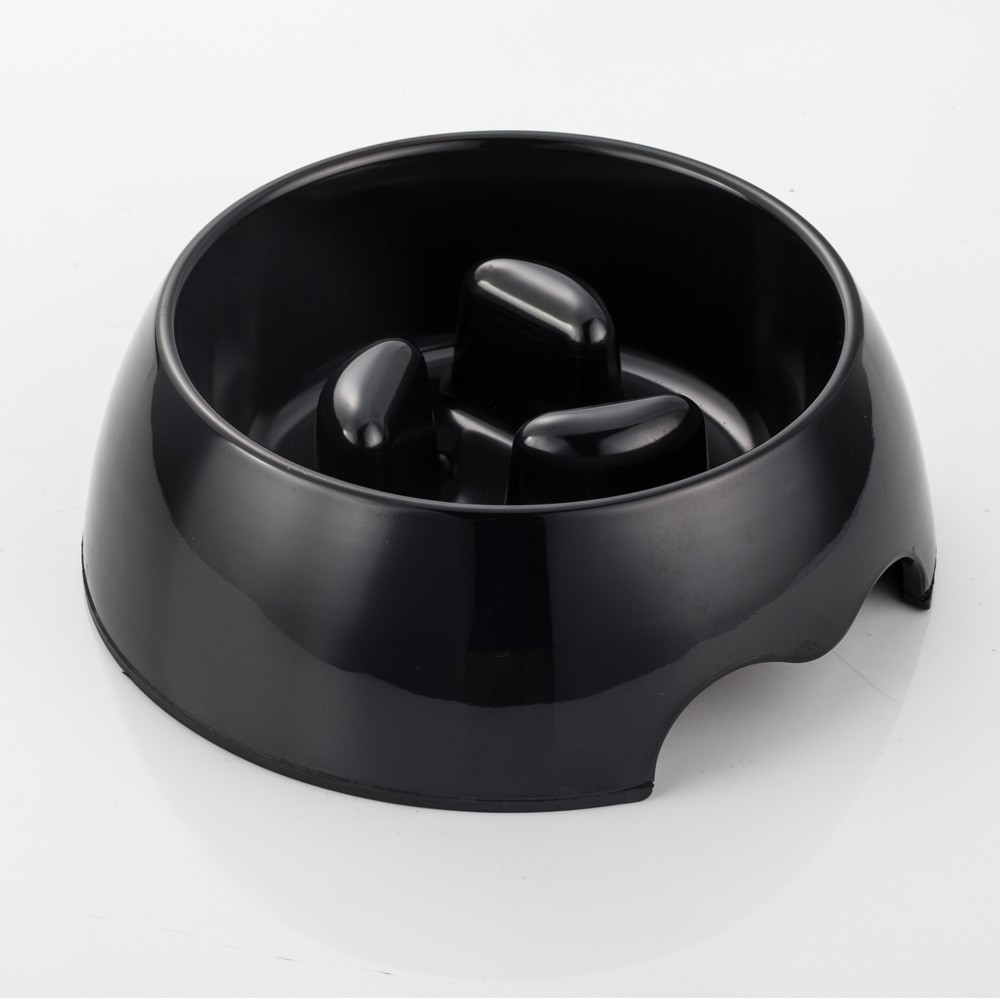 Pet Dog Cat Puppy Fun Feeder Slow Feeding Food Bowl Anti-gulping Food Bowl - Black / Size: M-3