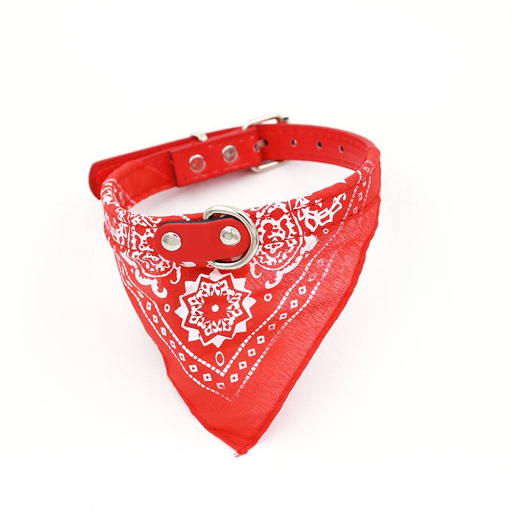 Stylish Totem Pattern PU Towel Triangle Adjustable Bibs Collar Neckerchief for Pet L (50.5 x 2.5CM) - Red-1