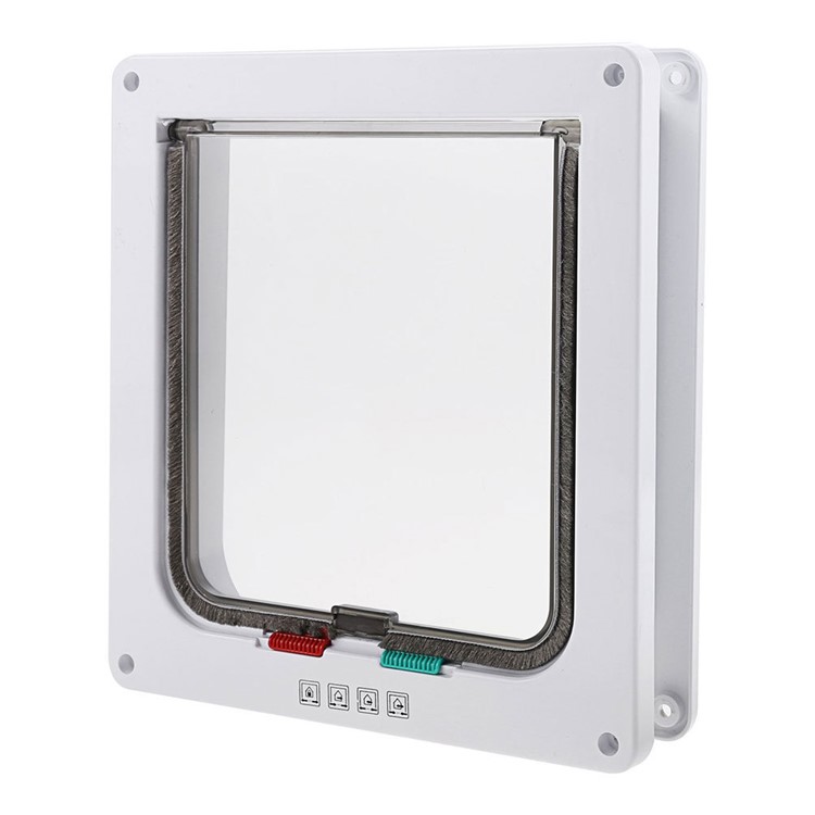 ABS Plastic 4 Ways Locking Lockable Pet Cat Door Small Cat Flap Door M Size-2