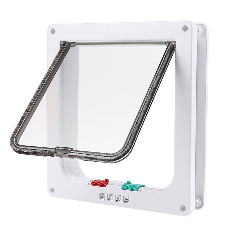 ABS Plastic 4 Ways Locking Lockable Pet Cat Door Small Cat Flap Door M Size-6
