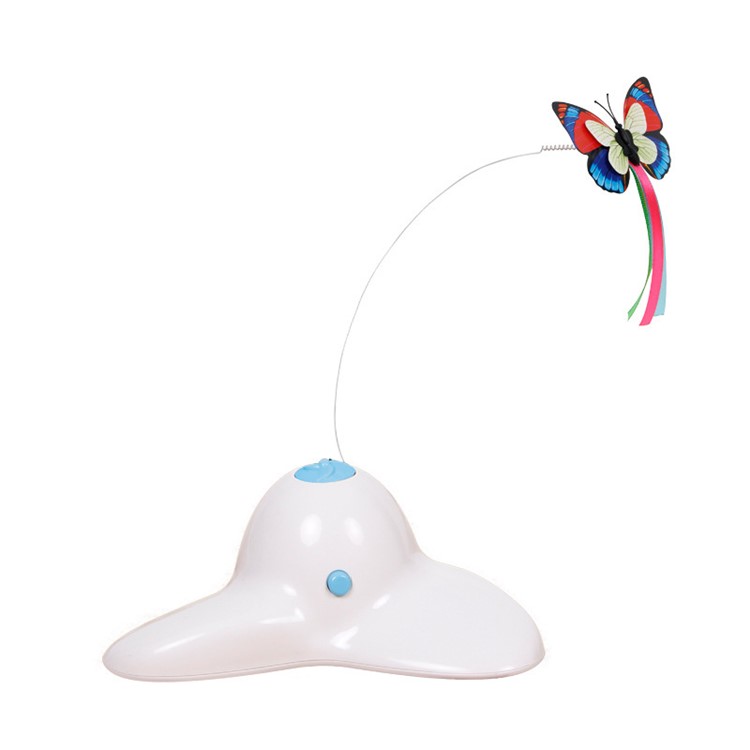 Electric Rotating Butterfly Cat Toy Flashing Butterfly Interactive Cat Toy - White-1