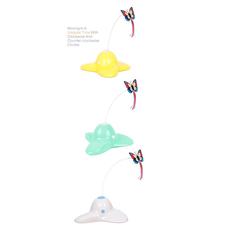 Electric Rotating Butterfly Cat Toy Flashing Butterfly Interactive Cat Toy - White-4