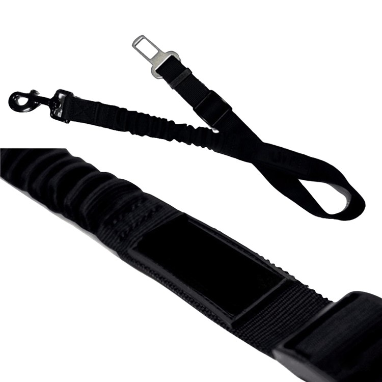 2Pcs/Set Pet Dog Seat Belt Leashes Adjustable Safety Car Seat Belt Harness with Elastic Nylon Bungee Buffer - Black-6