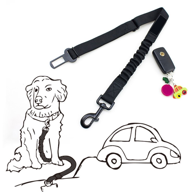 3 Set Pet Dog Seat Belt Leashes Adjustable Safety Car Seat Belt Harness with Elastic Nylon Bungee Buffer - Black-1