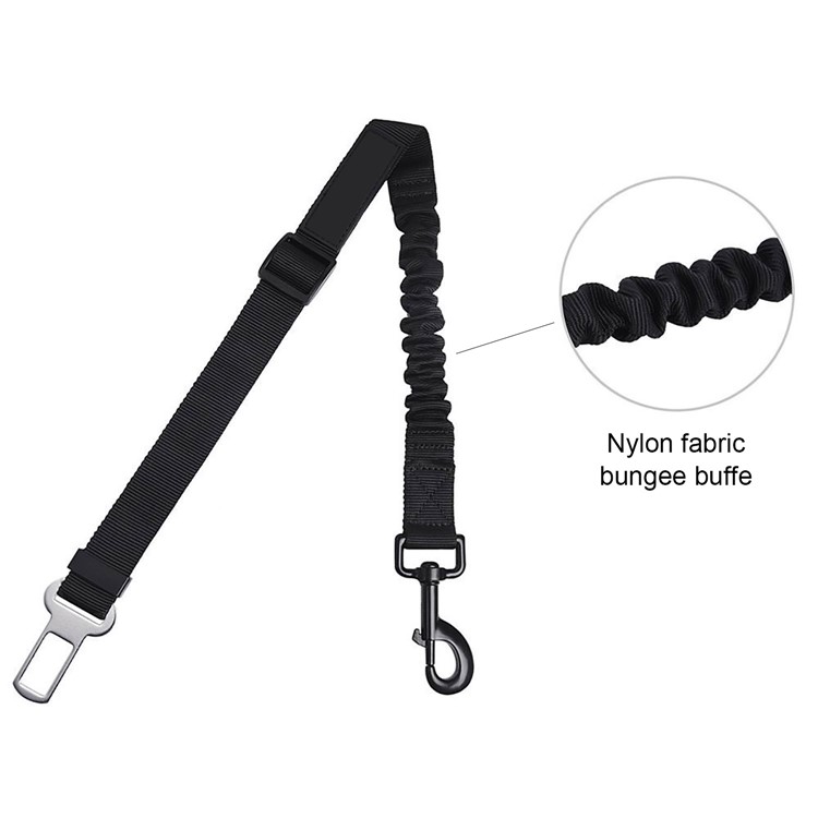 3 Set Pet Dog Seat Belt Leashes Adjustable Safety Car Seat Belt Harness with Elastic Nylon Bungee Buffer - Black-2