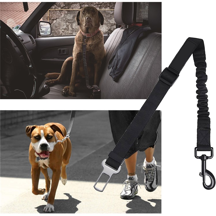 3 Set Pet Dog Seat Belt Leashes Adjustable Safety Car Seat Belt Harness with Elastic Nylon Bungee Buffer - Black-5