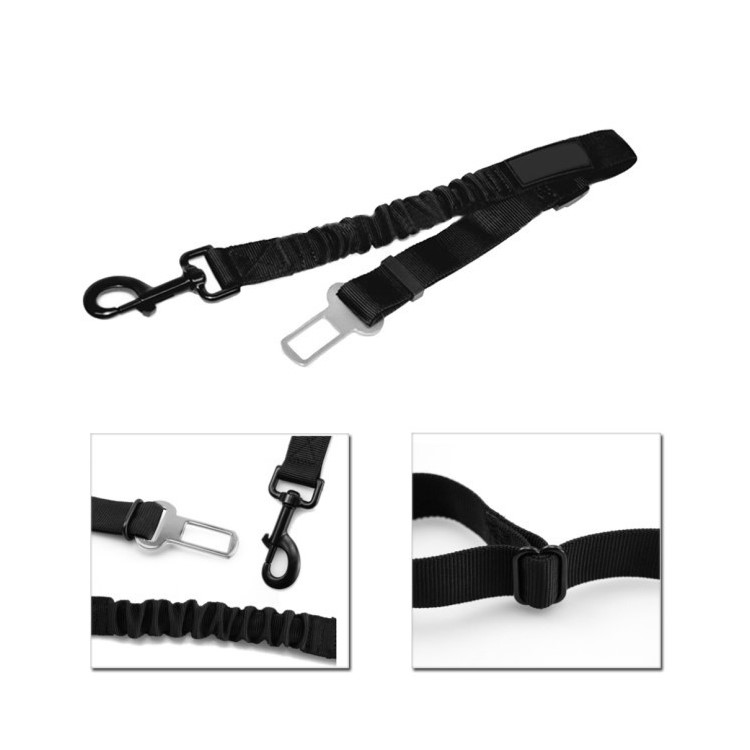 3 Set Pet Dog Seat Belt Leashes Adjustable Safety Car Seat Belt Harness with Elastic Nylon Bungee Buffer - Black-6