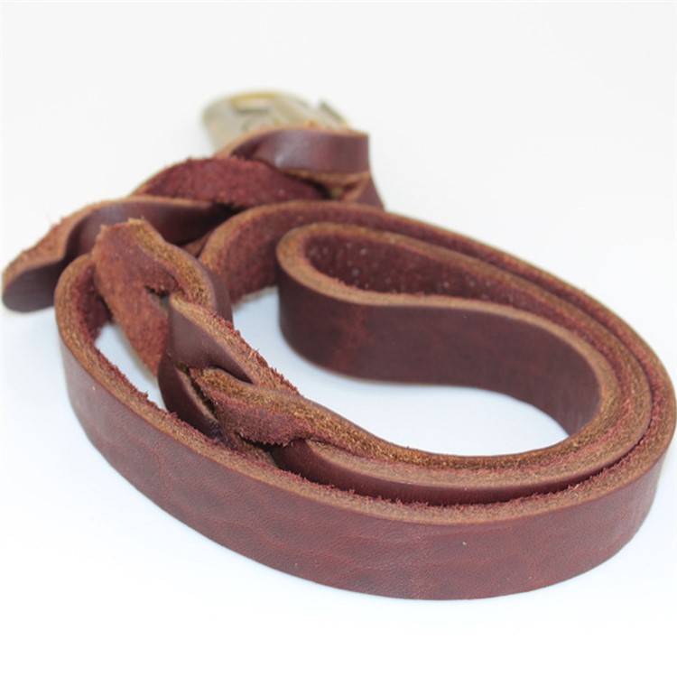 2 Meters Genuine Leather Dog Leash Soft Durable Leather Braided Dog Leash - Red-brown-1