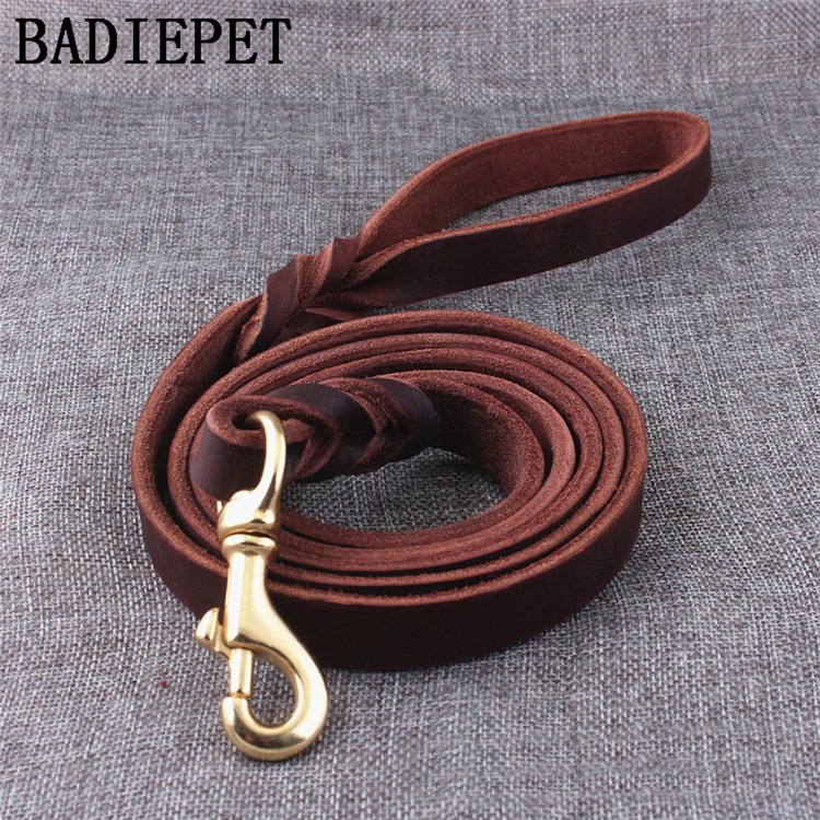 2 Meters Genuine Leather Dog Leash Soft Durable Leather Braided Dog Leash - Red-brown-5
