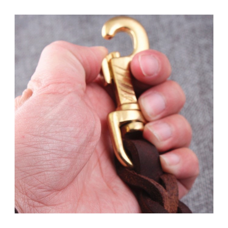 2 Meters Genuine Leather Dog Leash Soft Durable Leather Braided Dog Leash - Red-brown-7