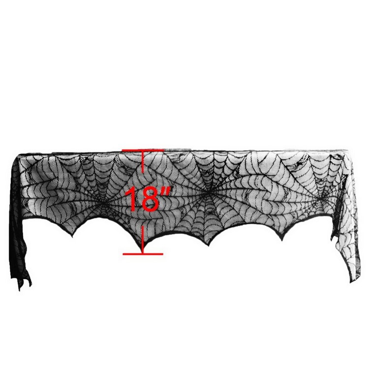 18x98inch/45x248cm Black Spider Web Lace Halloween Decoration Fireplace Lamp Cover Curtain Festive Party Decoration-3