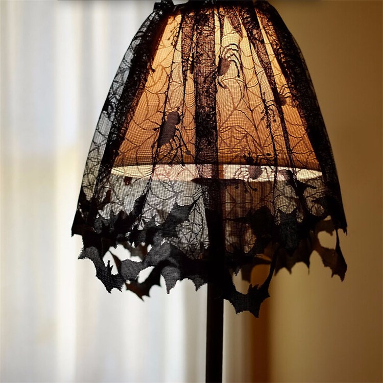 Black Lace Spider Web Halloween Decoration Fireplace Lamp Cover Curtain Festive Party Decoration, Size: 20x60inch/51x152cm-1