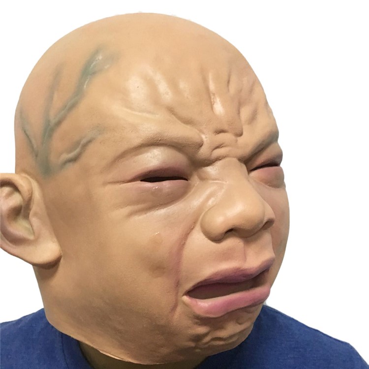 Latex Full Face Mask Halloween Cosplay Costume Party Prop - Cry Baby-4