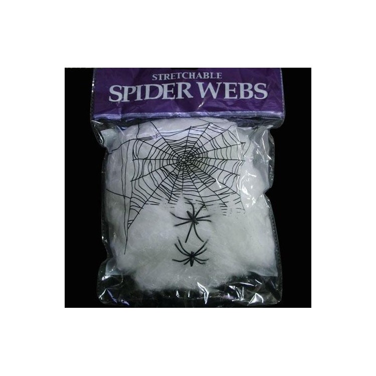 Spider Webs Webbing Cobwebs with 2 Spiders Halloween Decorations Spiderweb Party Supplies-3