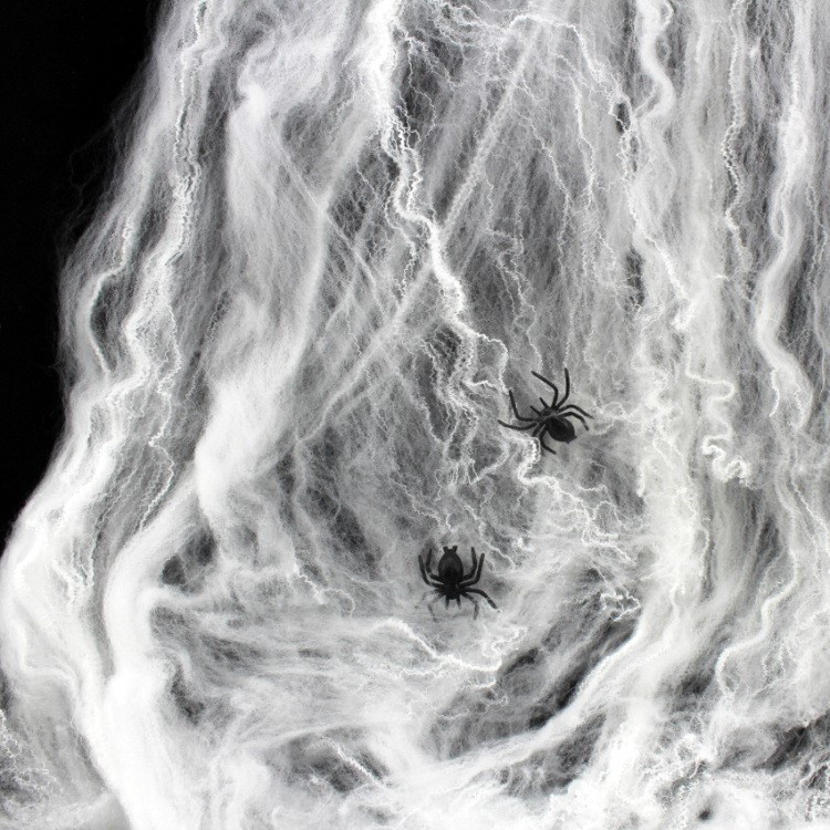 Spider Webs Webbing Cobwebs with 2 Spiders Halloween Decorations Spiderweb Party Supplies-5