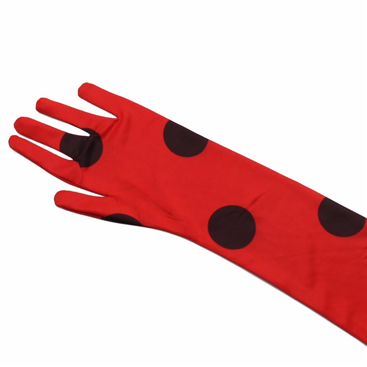 Girl Red Cosplay Costume Ladybird Jumpsuit with Blindfold and Bag - Size: S (110-120cm)-4