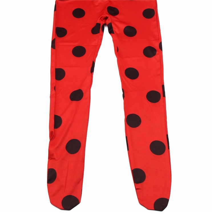 Girl Red Cosplay Costume Lady Bug Jumpsuit with Blindfold and Bag - Size: M (120-130cm)-3
