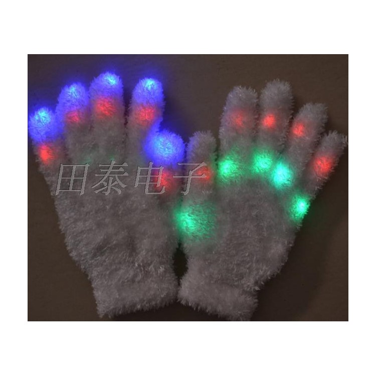 7-farbige LED-blinkende Baumwollhandschuhe - Weiß (1 Paar)-4