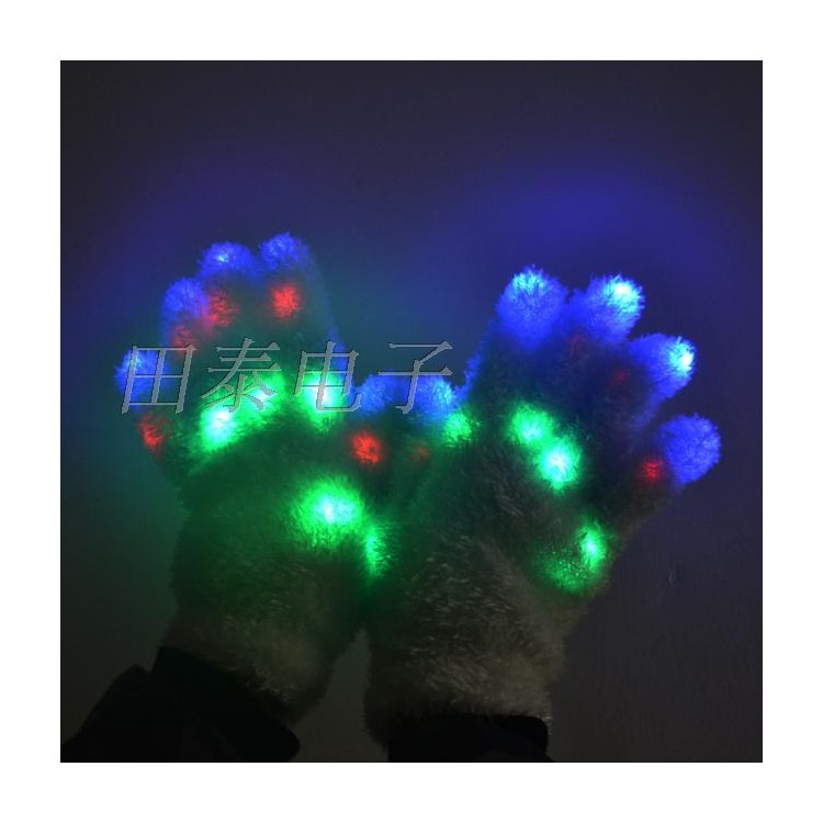 7-farbige LED-blinkende Baumwollhandschuhe - Weiß (1 Paar)-5