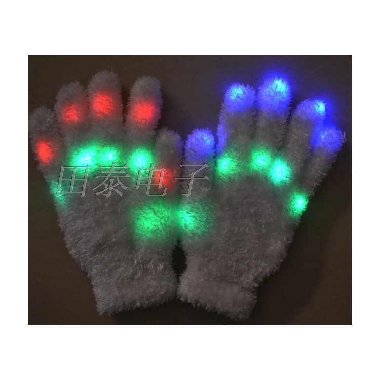 7-farbige LED-blinkende Baumwollhandschuhe - Weiß (1 Paar)-6