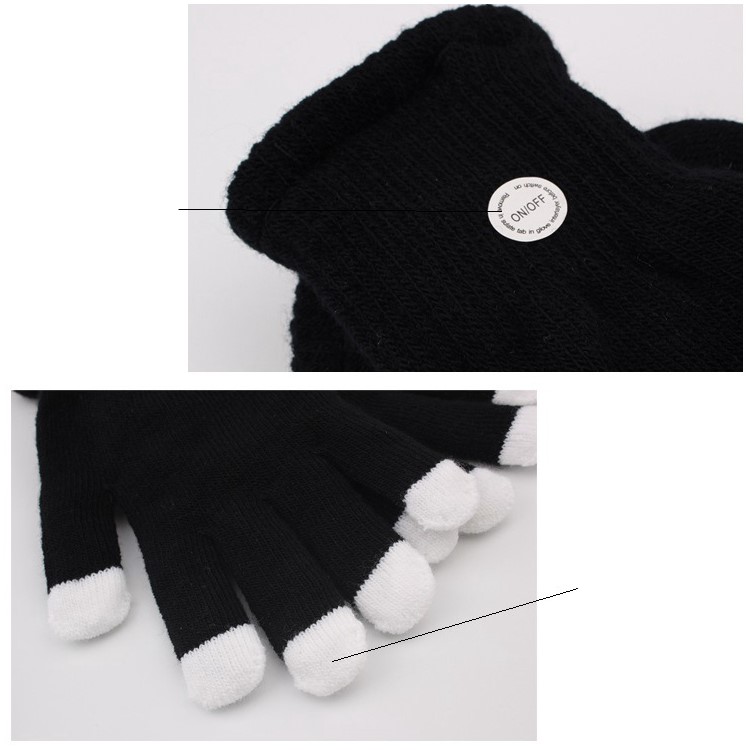 6-Mode-LED-Licht Rave Handschuhe Halloween - Schwarz-6
