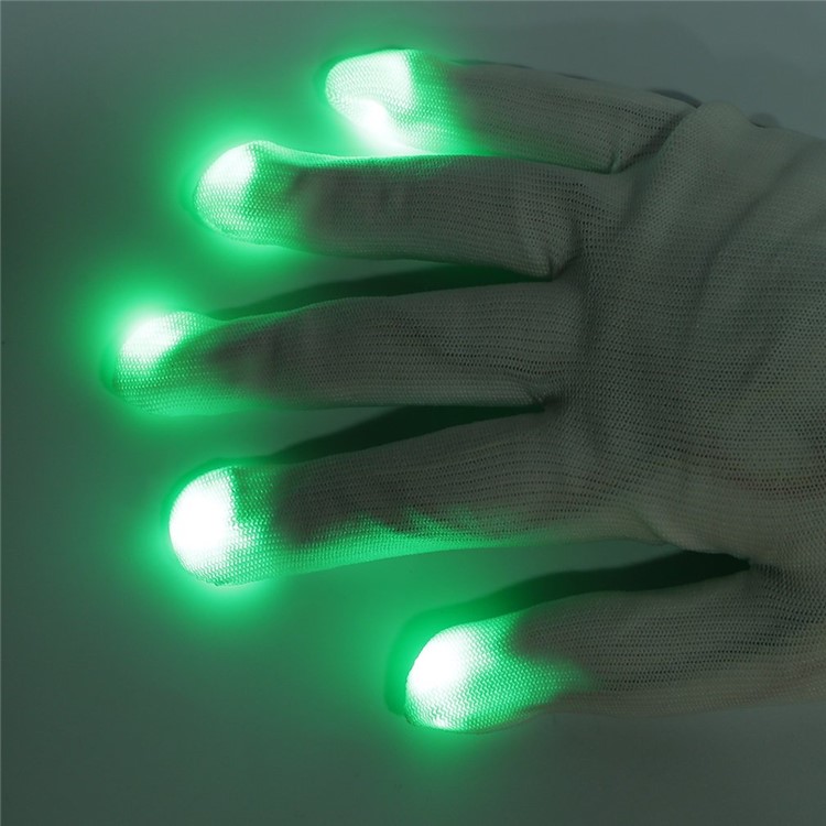 Fashion LED 7 Mode Gants Finger Lighting Flashing Glow Mittens pour Halloween Parties - Blanc-7