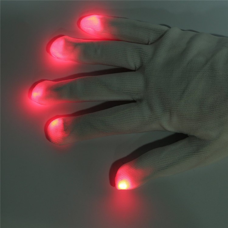 Fashion LED 7 Mode Gants Finger Lighting Flashing Glow Mittens pour Halloween Parties - Blanc-8
