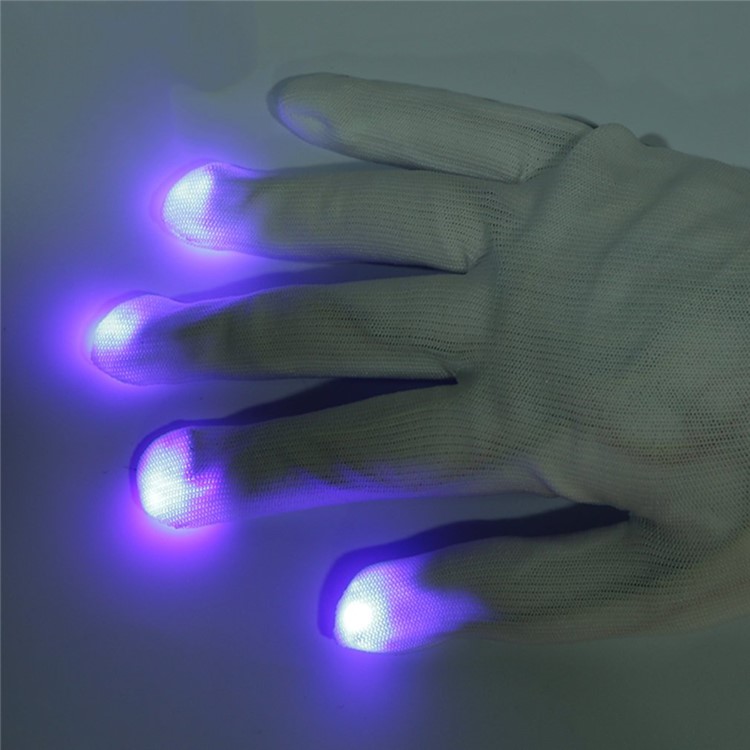 Fashion LED 7 Mode Gants Finger Lighting Flashing Glow Mittens pour Halloween Parties - Blanc-9