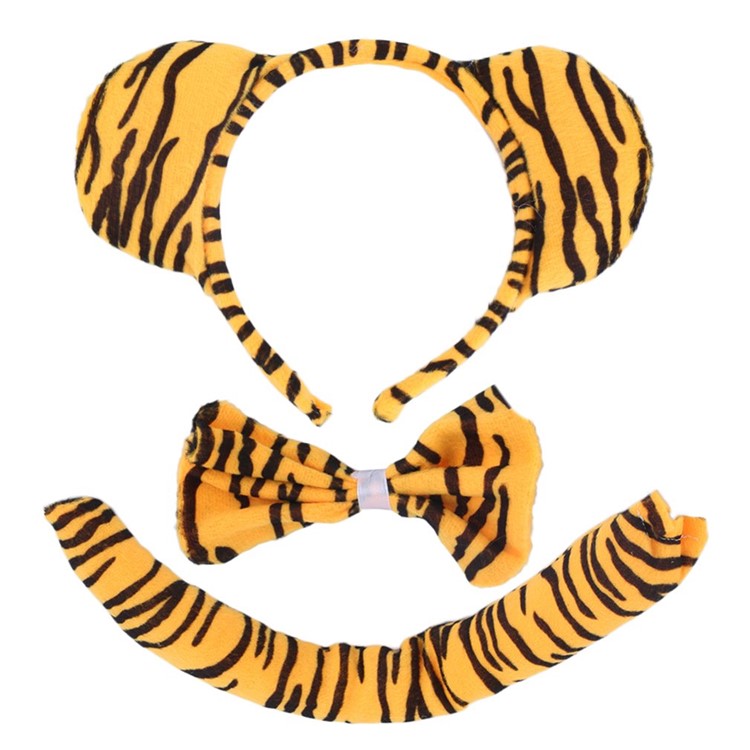 3Pcs Tiger-Stirnband-Schwanz-Querbinder-Spiel-Kostüm-Satz-1