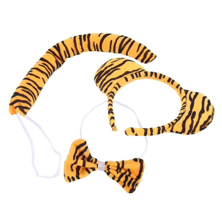3Pcs Tiger-Stirnband-Schwanz-Querbinder-Spiel-Kostüm-Satz-8