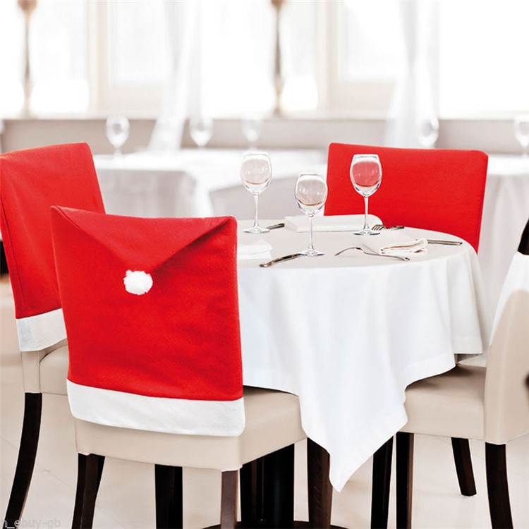 4 Pcs/set Chair Decor Santa Clause Red Hat Chair Cover for Christmas-1