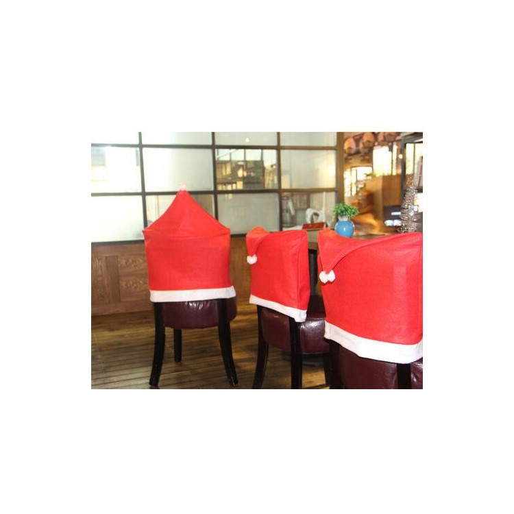 4 Pcs/set Chair Decor Santa Clause Red Hat Chair Cover for Christmas-10