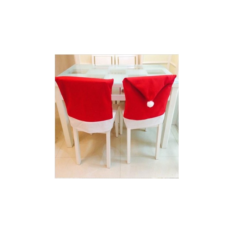 4 Pcs/set Chair Decor Santa Clause Red Hat Chair Cover for Christmas-6