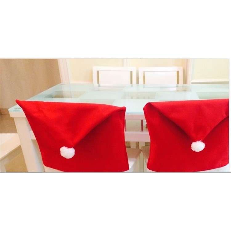 4 Pcs/set Chair Decor Santa Clause Red Hat Chair Cover for Christmas-8
