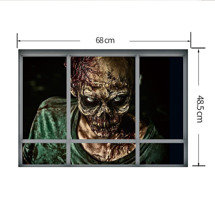 3D Halloween Zombie Home Aufkleber 3D Aufkleber Wohnzimmer Abnehmbare Wandaufkleber, Größe: 68 X 48,5 Cm-6