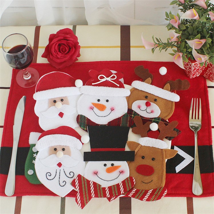 6PCS/Pack Christmas Cutlery Silver Colorware Knifes Pockets Fork Holder Bag-1