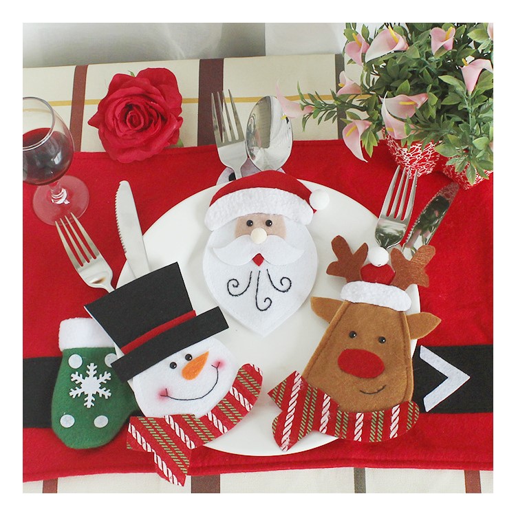 6PCS/Pack Christmas Cutlery Silver Colorware Knifes Pockets Fork Holder Bag-10
