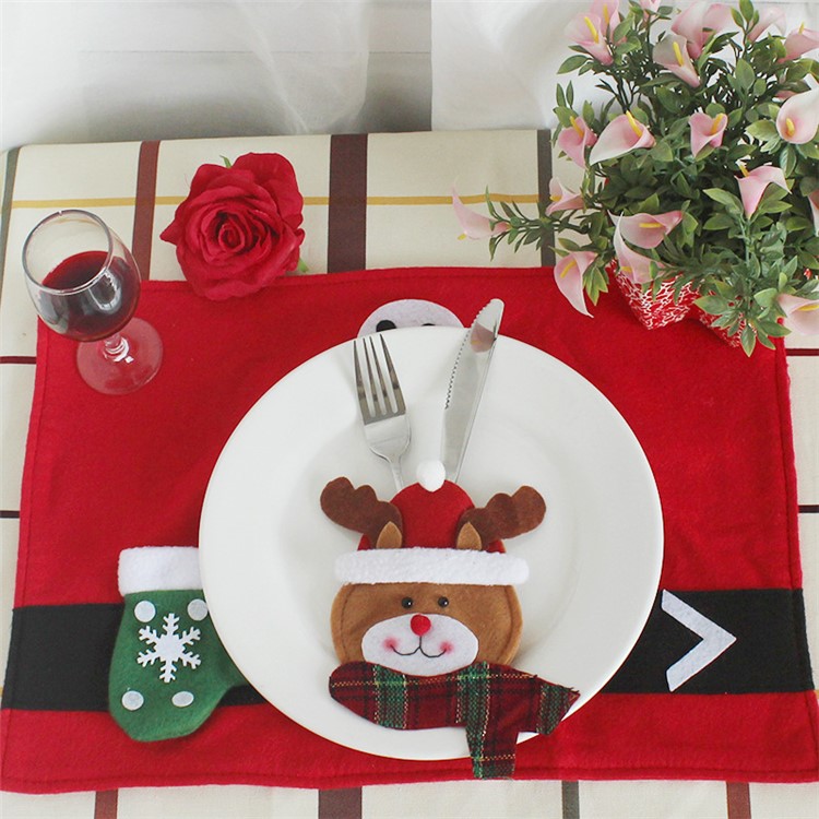 6PCS/Pack Christmas Cutlery Silver Colorware Knifes Pockets Fork Holder Bag-3