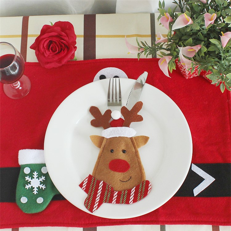 6PCS/Pack Christmas Cutlery Silver Colorware Knifes Pockets Fork Holder Bag-4