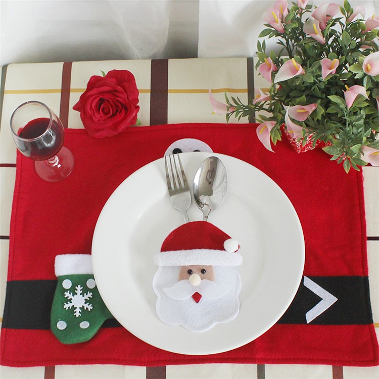 6PCS/Pack Christmas Cutlery Silver Colorware Knifes Pockets Fork Holder Bag-5