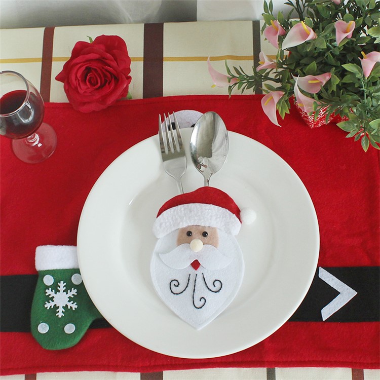 6PCS/Pack Christmas Cutlery Silver Colorware Knifes Pockets Fork Holder Bag-6