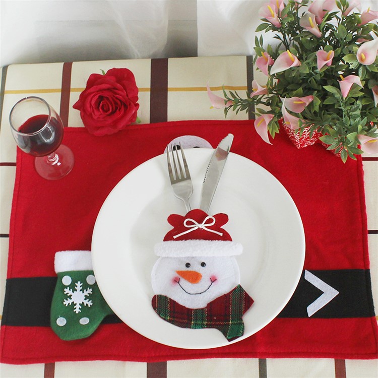 6PCS/Pack Christmas Cutlery Silver Colorware Knifes Pockets Fork Holder Bag-7