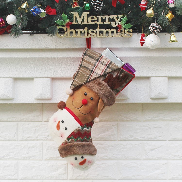 3PCS/Pack Soft Hanging Christmas Stocking Sock Children Gift Candy Sock Bag, Size: 44 x 26 x 22cm - Style A-4