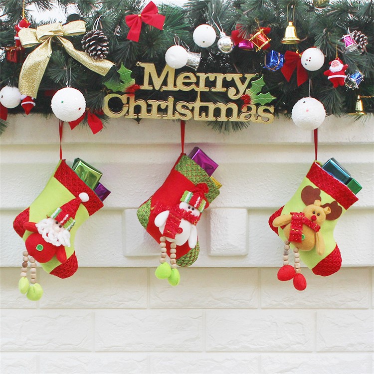 3PCS/Pack Christmas Hanging Stockings Children Gift Candy Pocket, Size: 22 x 11.5 x 14.5cm - Style A-4